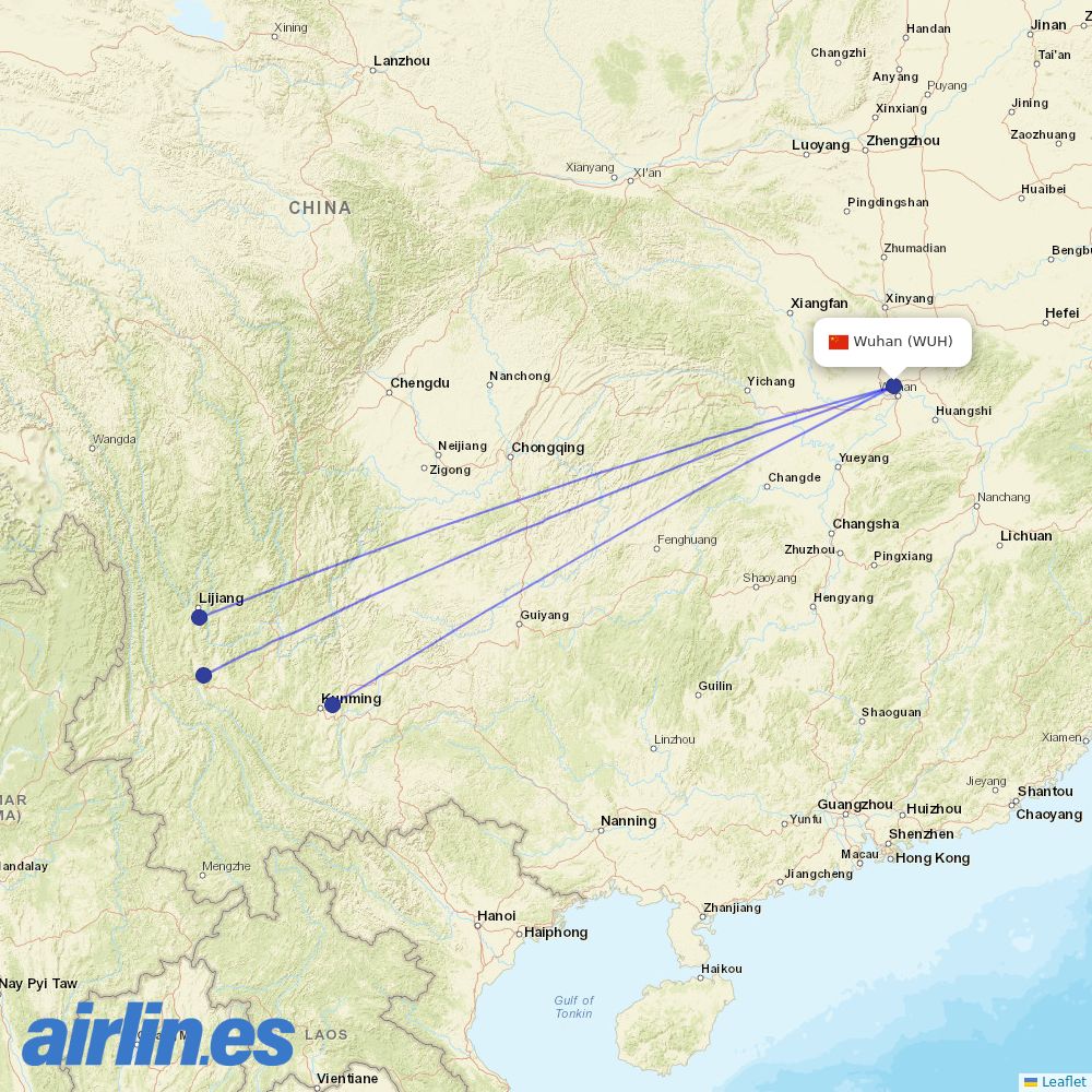 Lucky Air at WUH route map