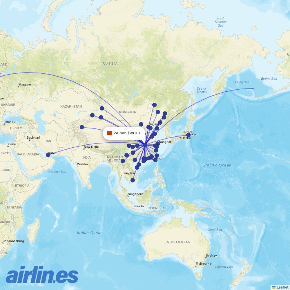 China Southern at WUH route map