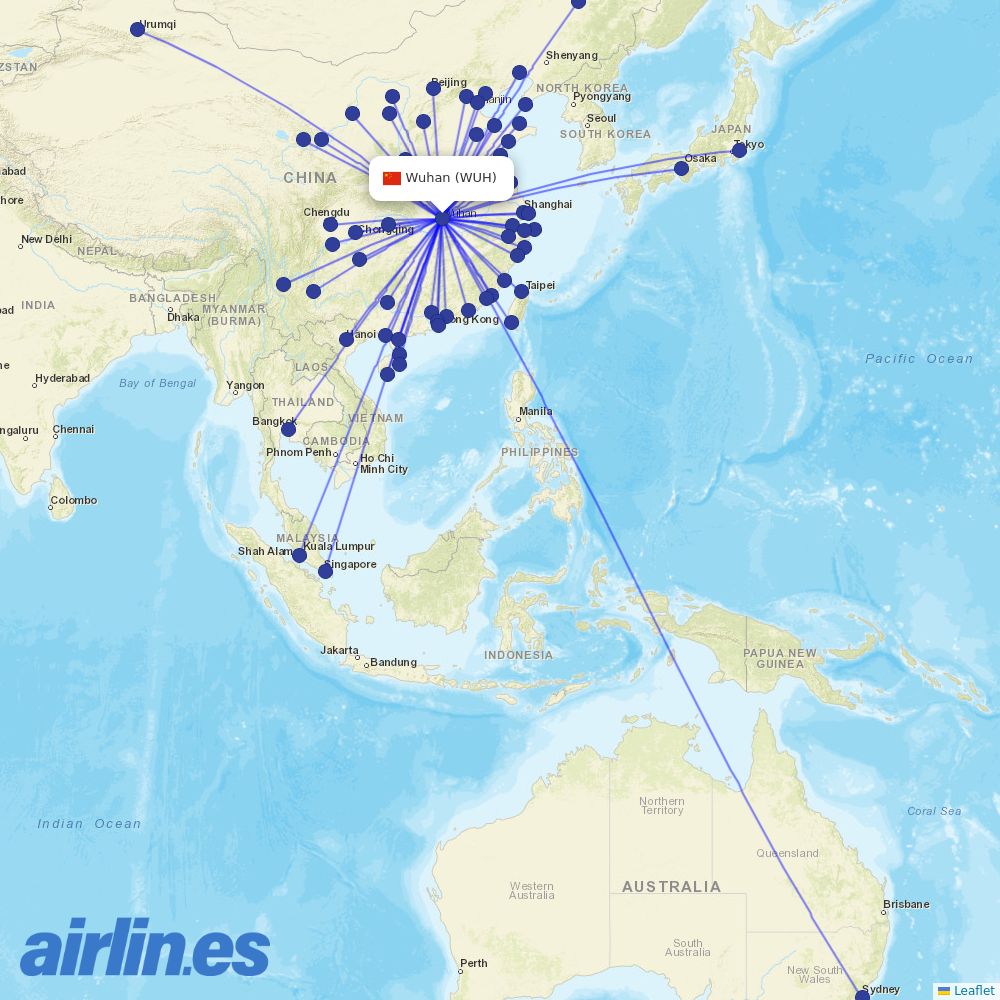China Eastern at WUH route map