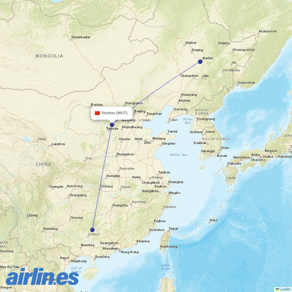 Air Guilin at WUT route map