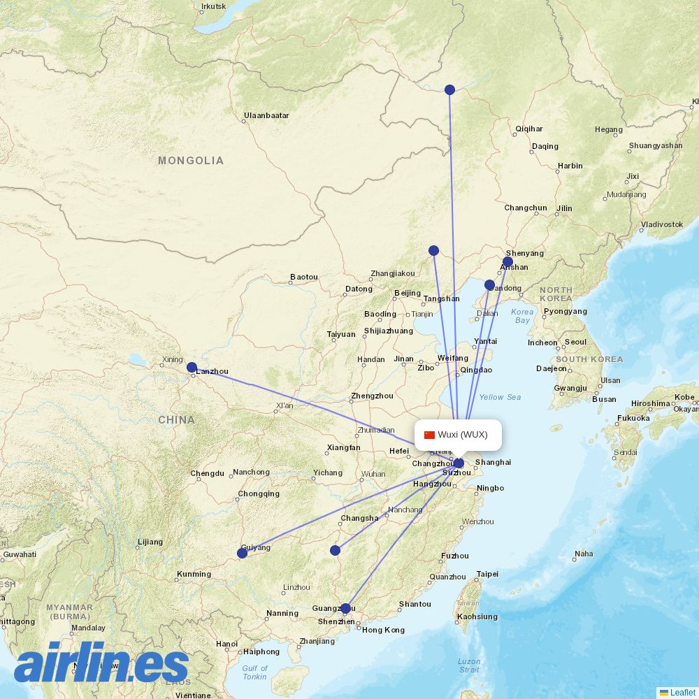 9 Air at WUX route map