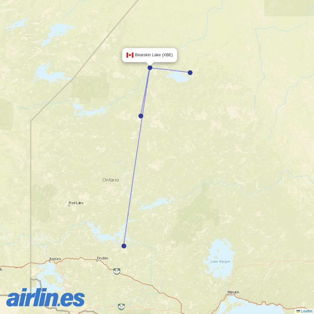 Wasaya Airways at XBE route map