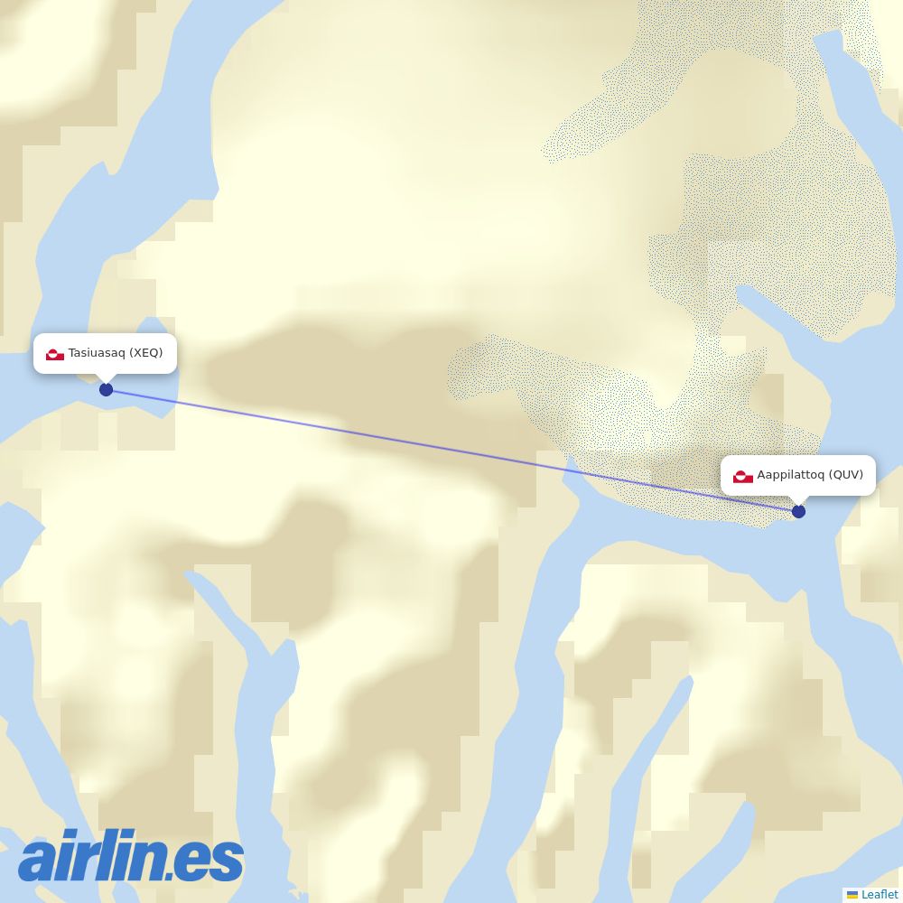 Air Greenland from Tasiusaq (Nanotalik) Heliport destination map