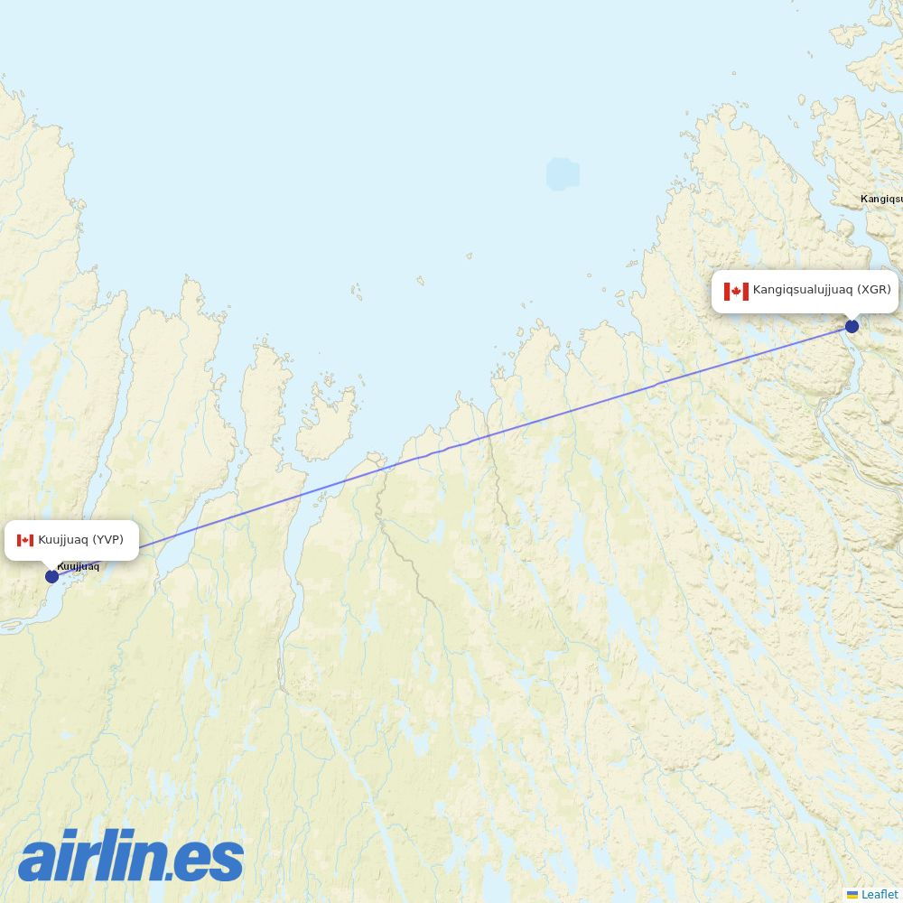 Air Inuit from Kangiqsualujjuaq destination map