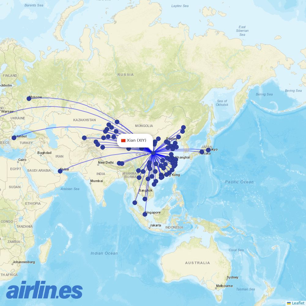 China Eastern at XIY route map