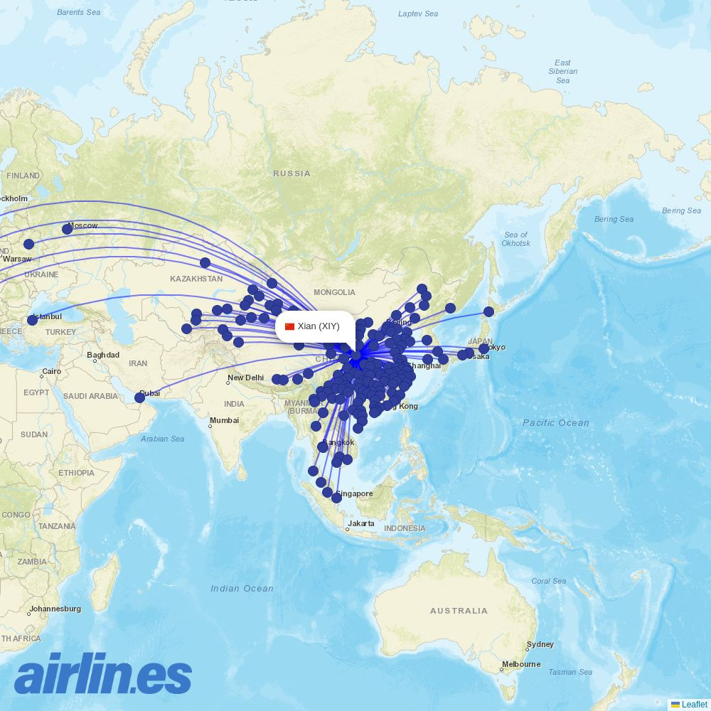 Suparna Airlines at XIY route map