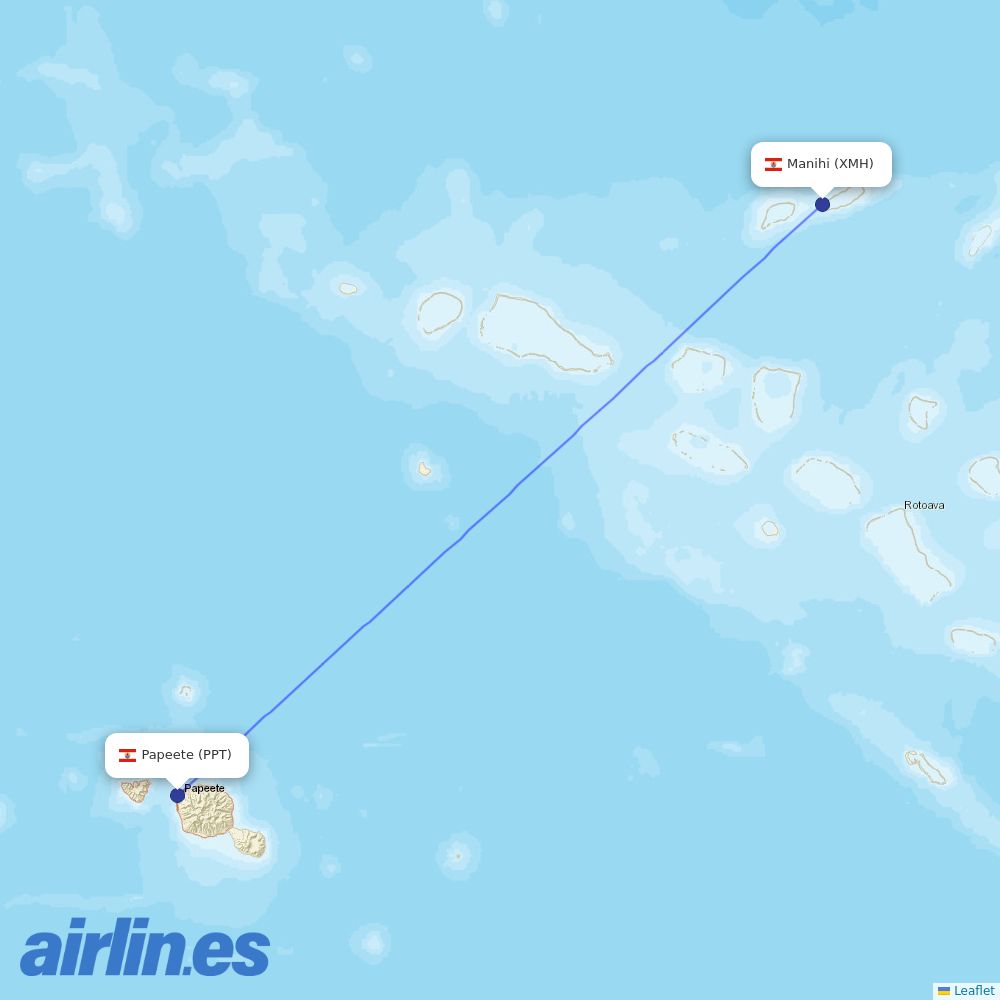 Air Tahiti from Manihi destination map