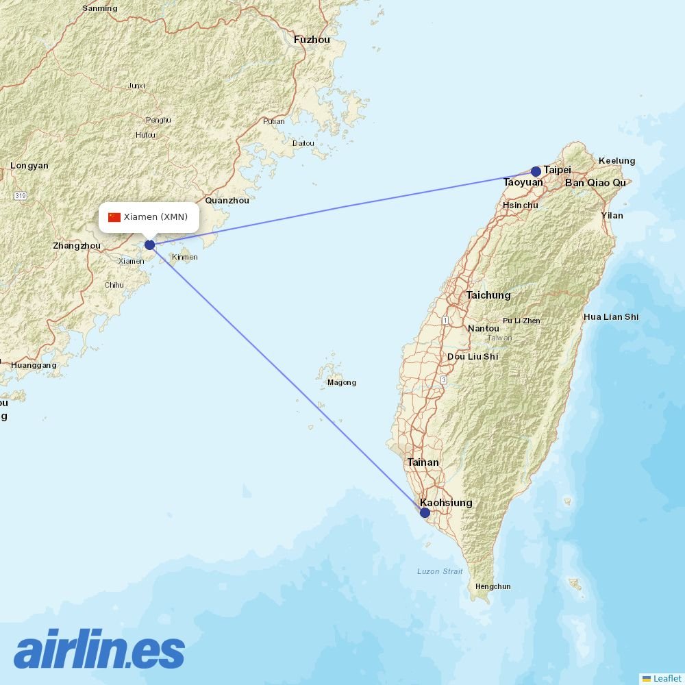 Mandarin Airlines at XMN route map