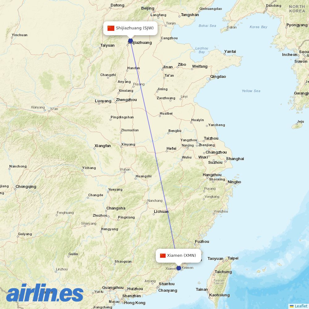 Hebei Airlines at XMN route map