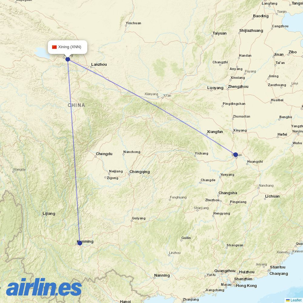 Ruili Airlines at XNN route map