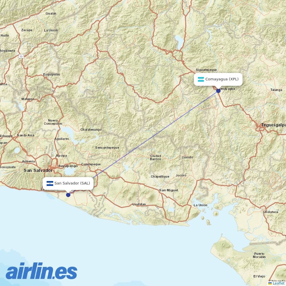 AVIANCA from Palmerola Air Base destination map