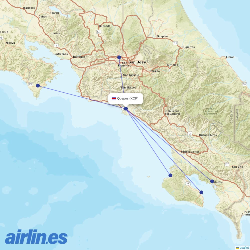 GetJet Airlines from La Managua Airport destination map
