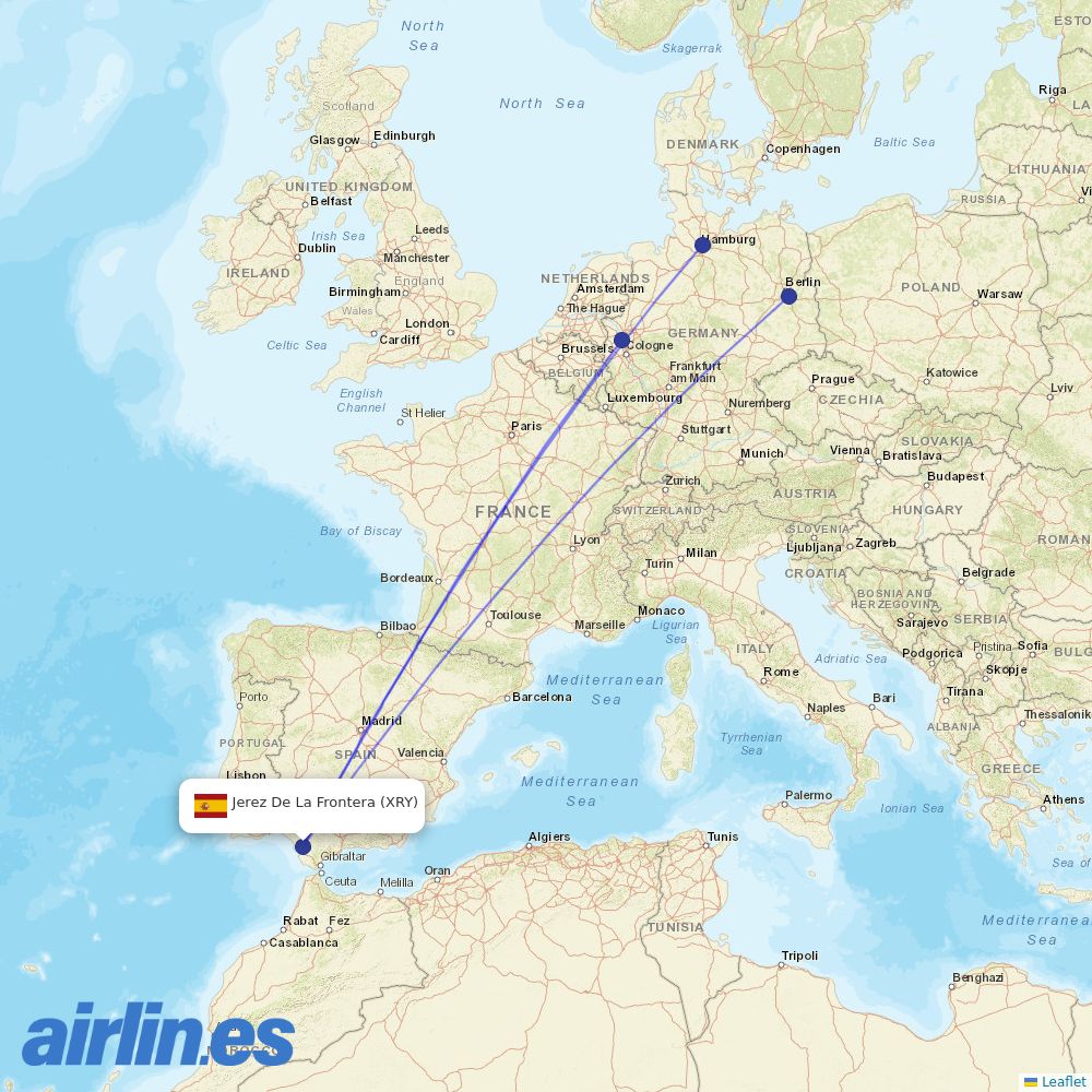 Eurowings from Jerez destination map