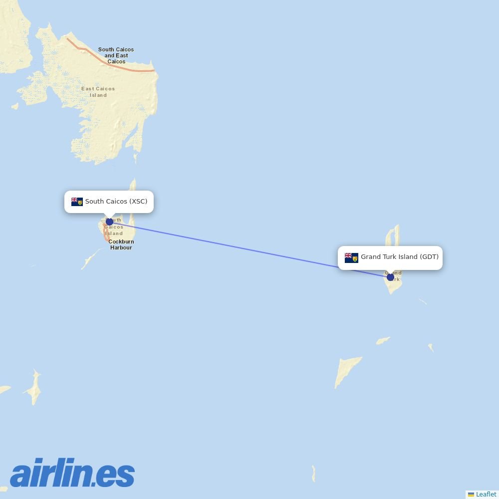 Caicos Express Airways from South Caicos destination map