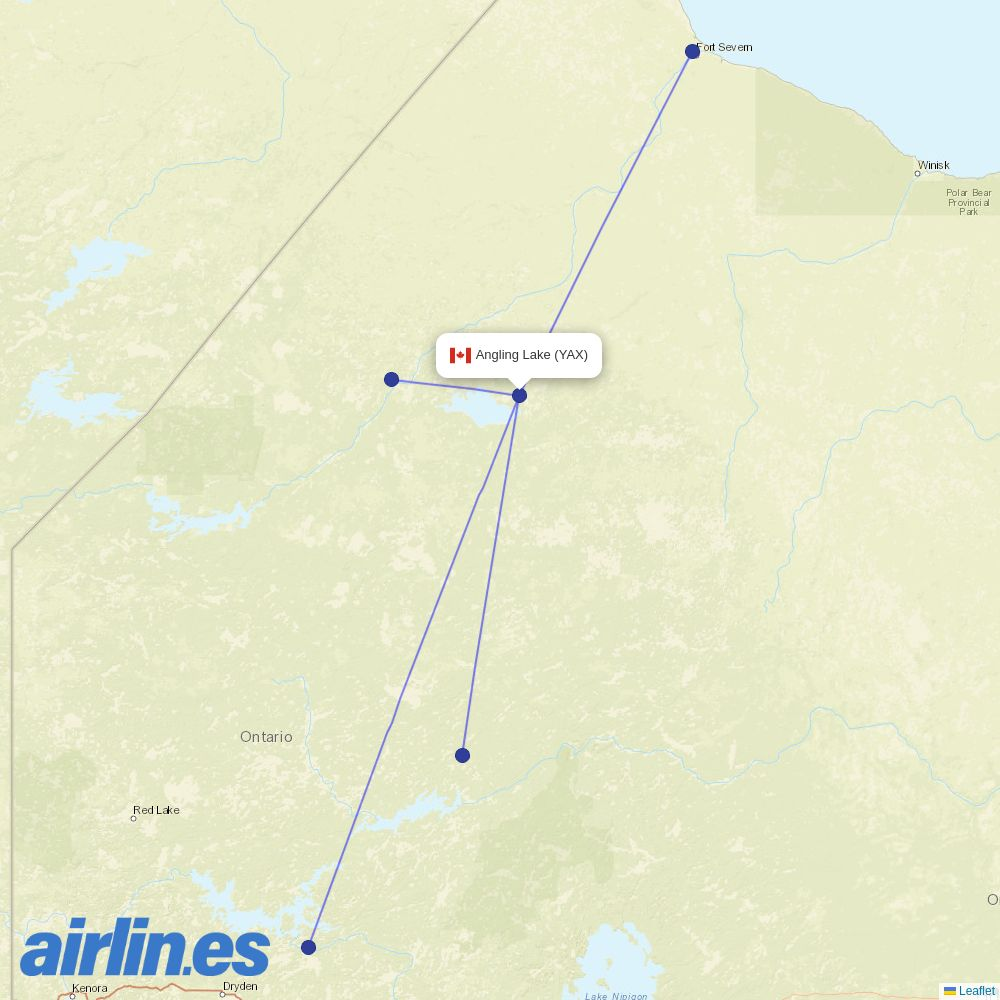 Wasaya Airways at YAX route map