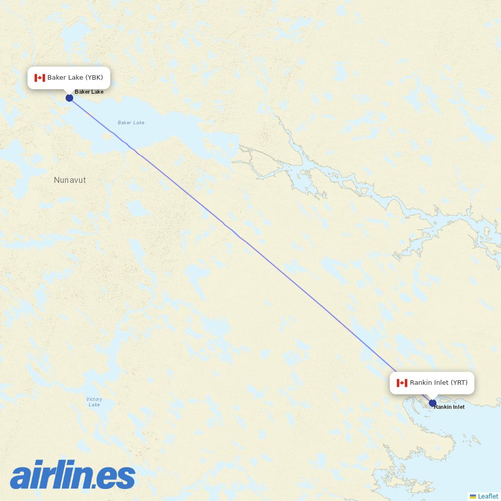 Calm Air International at YBK route map