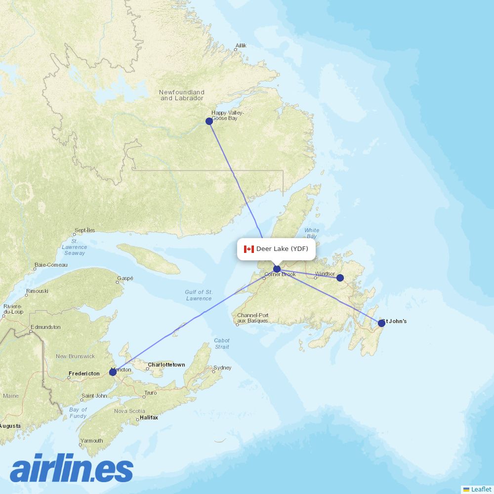PAL Airlines from Deer Lake destination map
