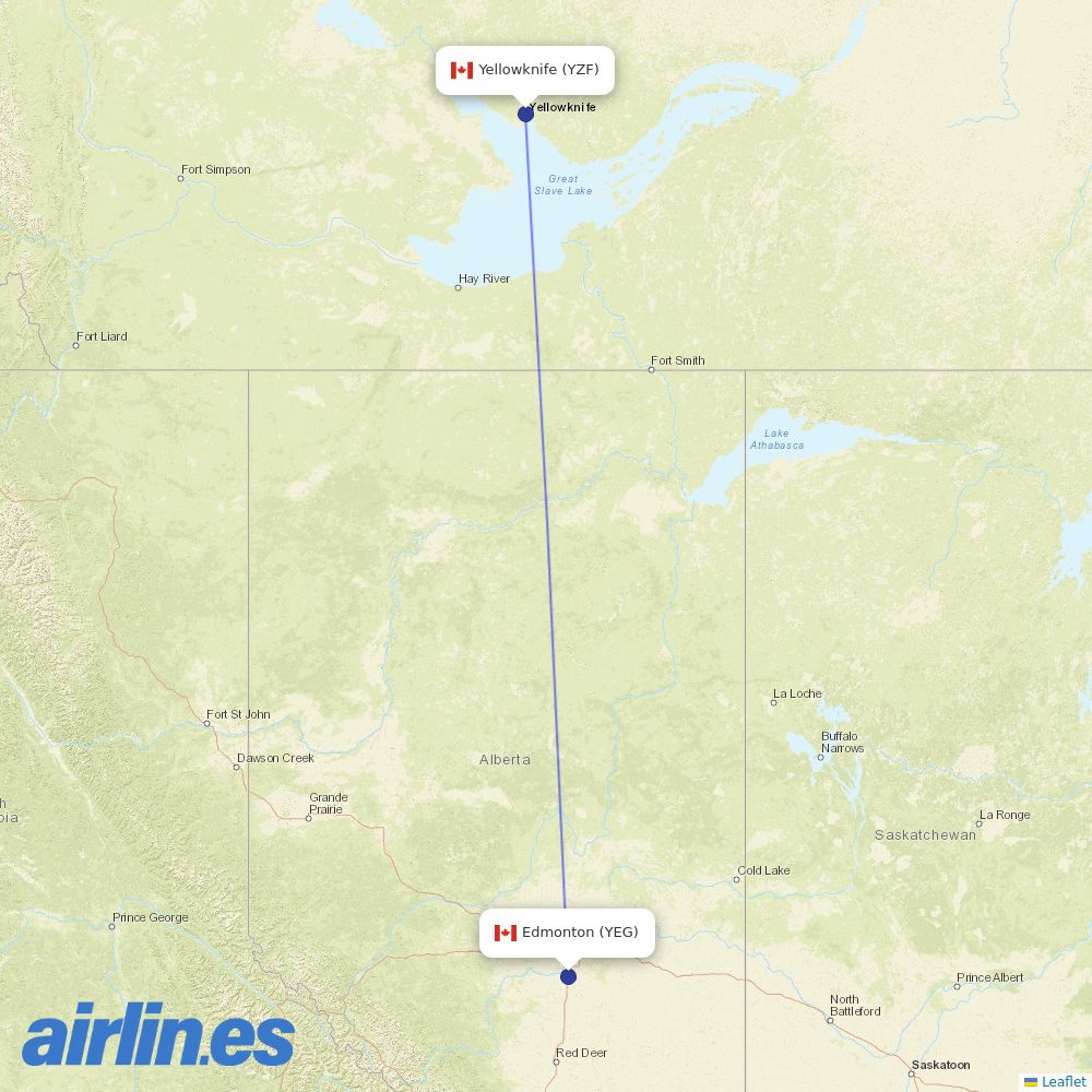 Canadian North at YEG route map