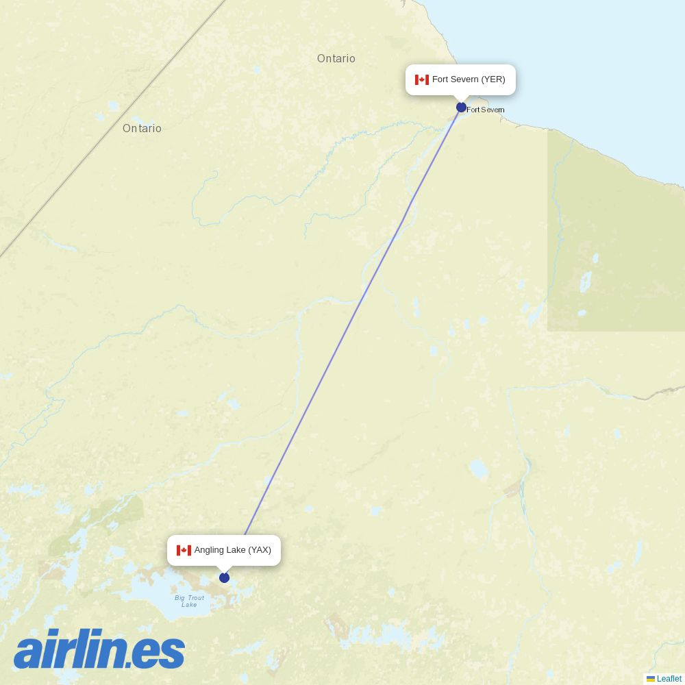 Wasaya Airways from Fort Severn Airport destination map
