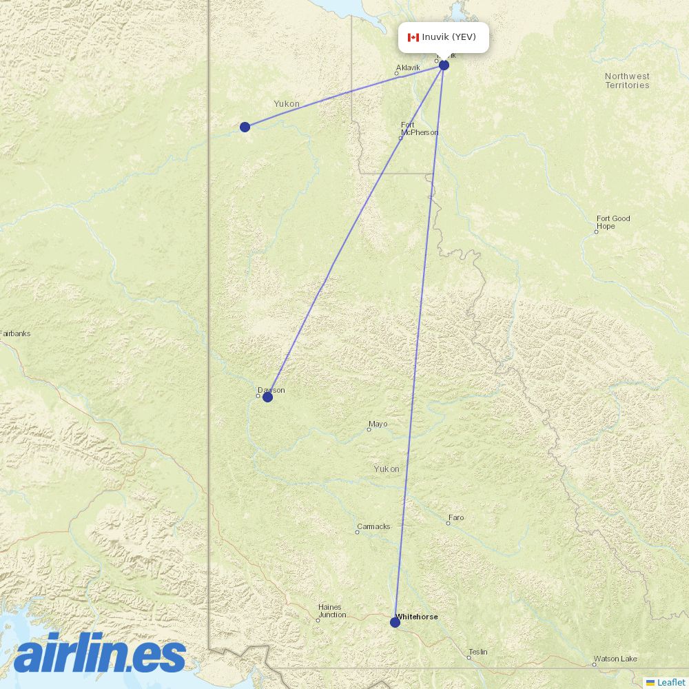 Air North from Inuvik Mike Zubko destination map