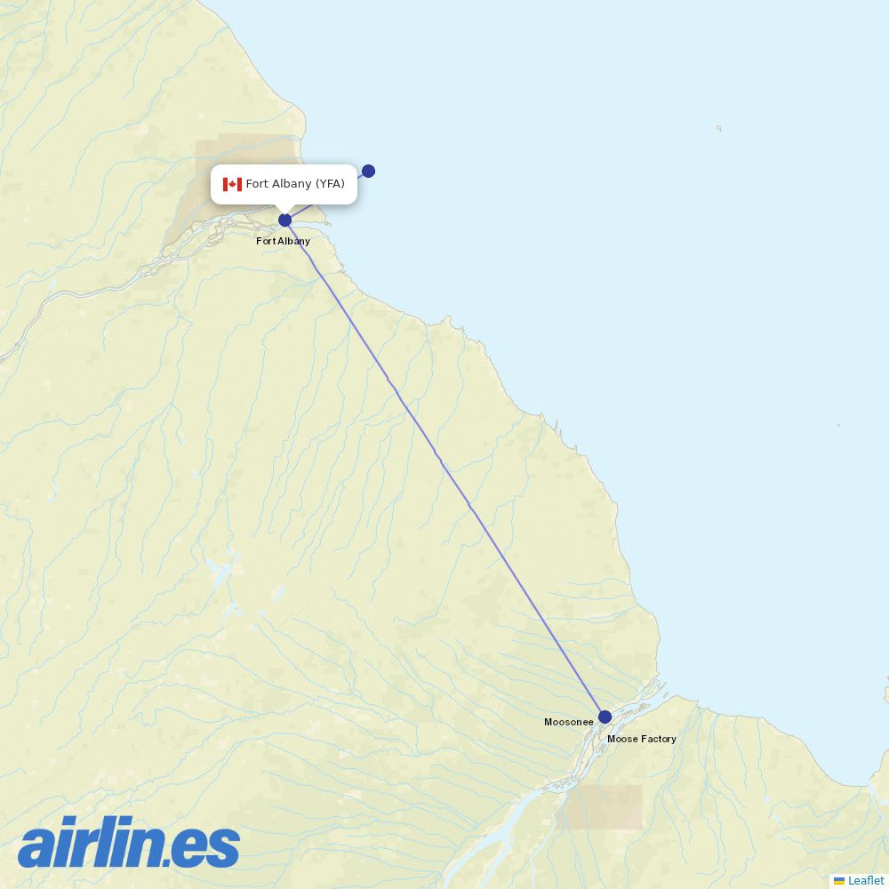 Air Creebec from Fort Albany Airport destination map