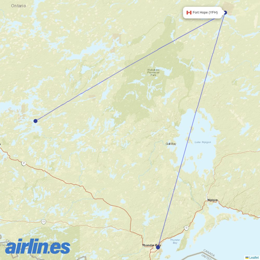 North Star Air at YFH route map
