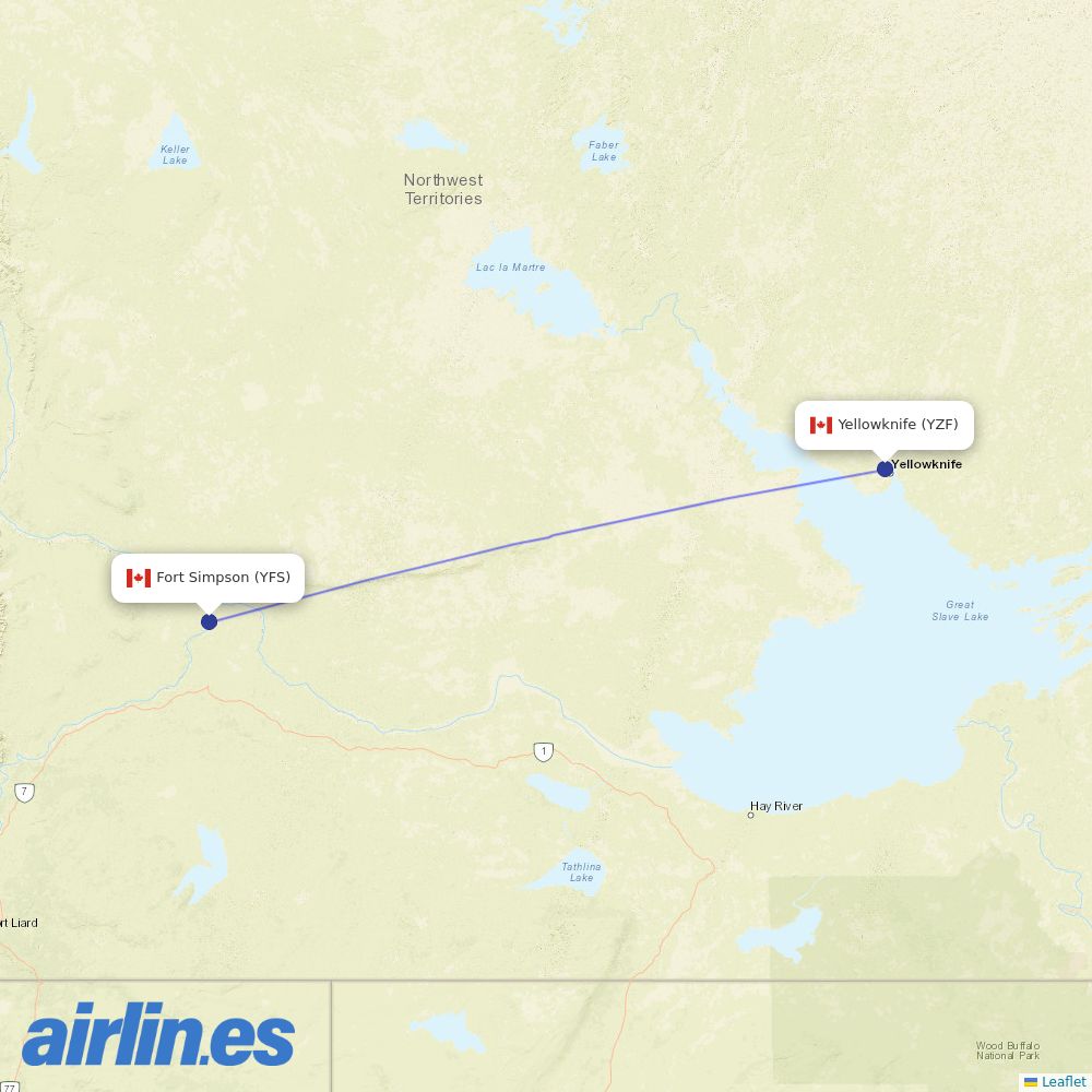 Air Tindi at YFS route map