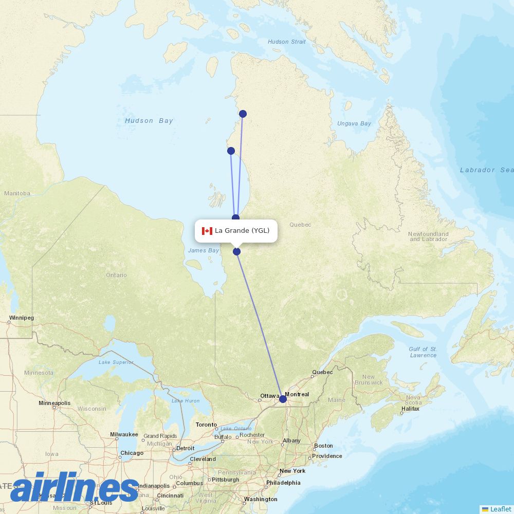 Air Inuit at YGL route map