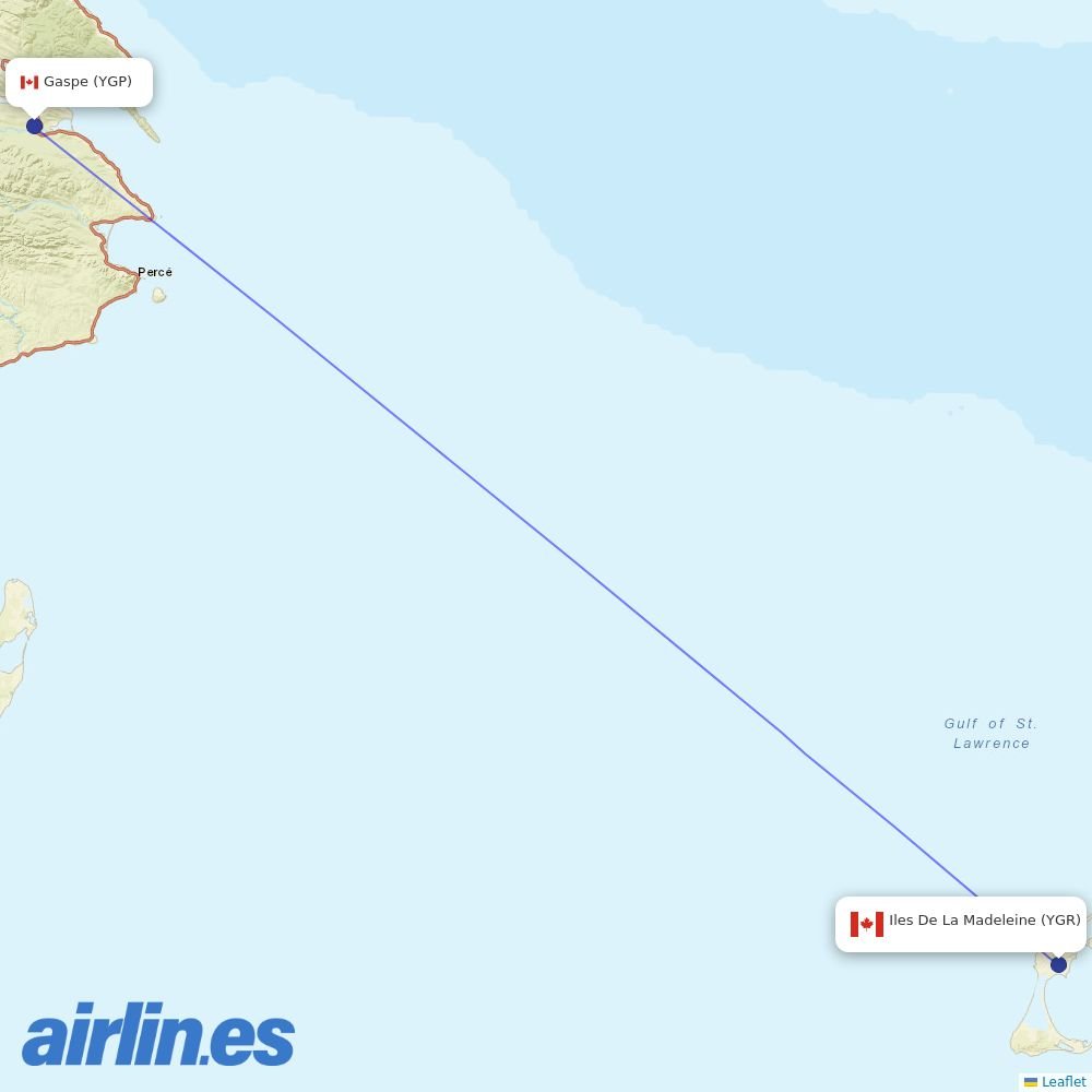 PAL Airlines from Iles De La Madeleine destination map