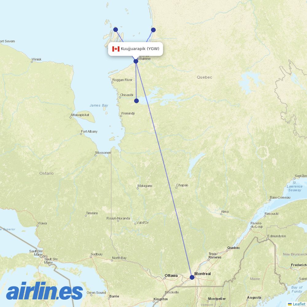 Air Inuit at YGW route map