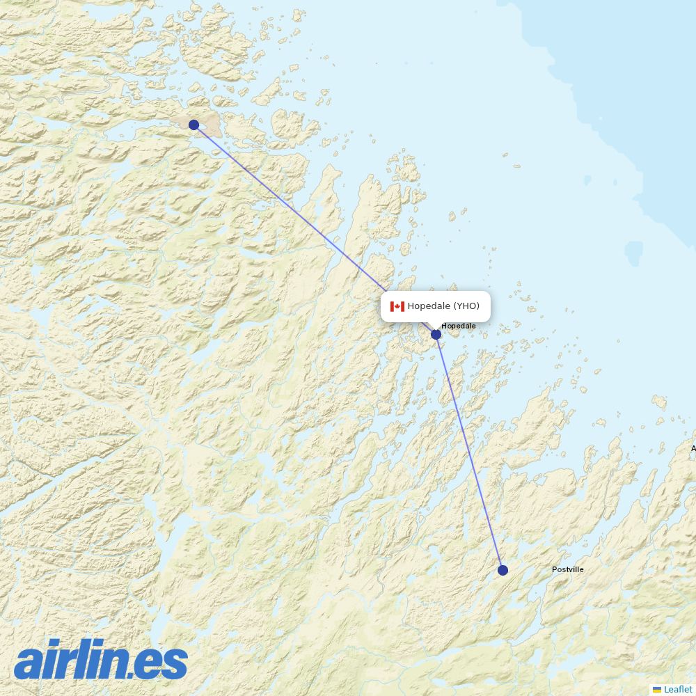 PAL Airlines from Hopedale Airport destination map
