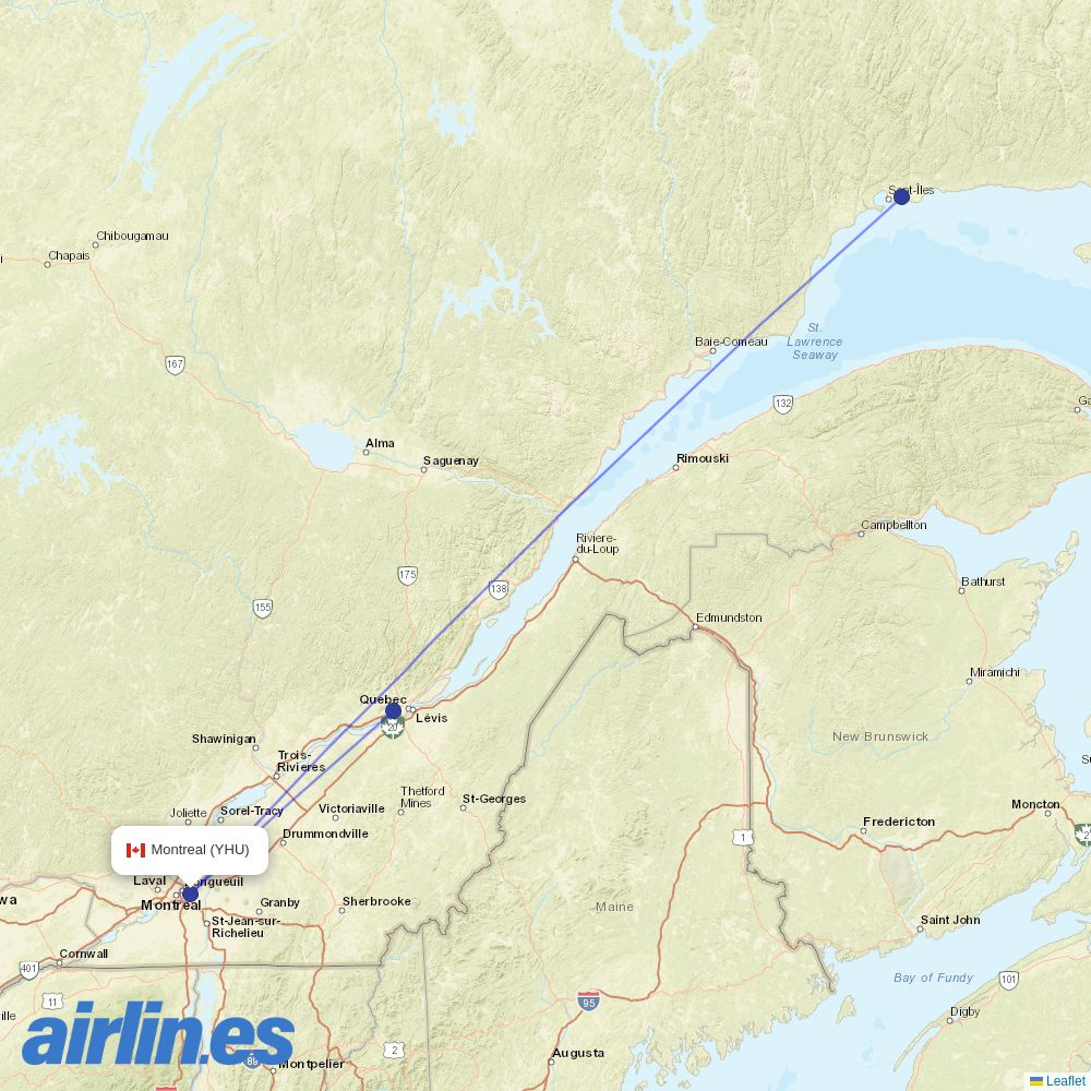 Air Liaison at YHU route map