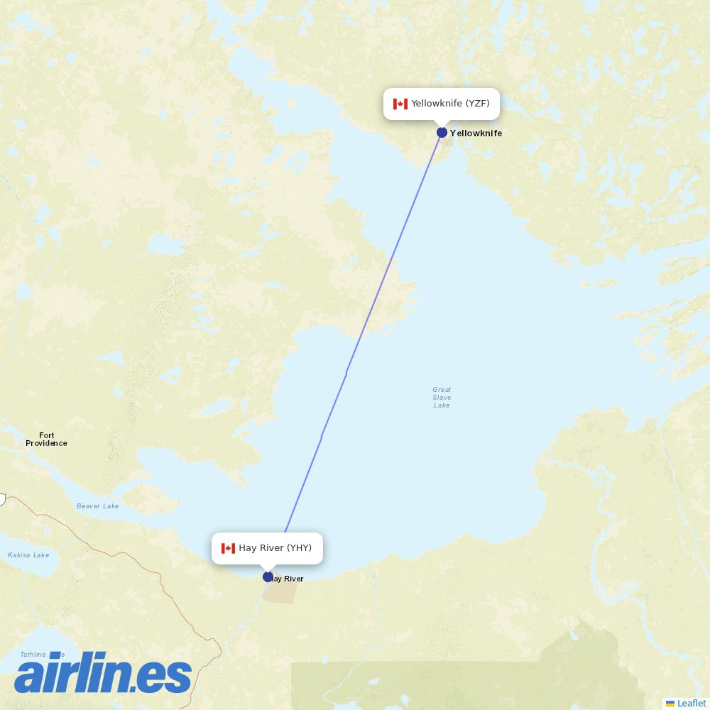Canadian North from Hay River destination map