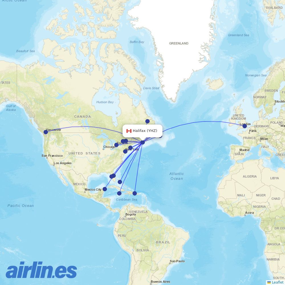 Air Canada at YHZ route map