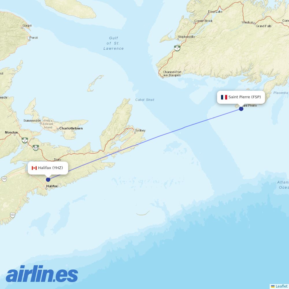 Air Saint Pierre at YHZ route map