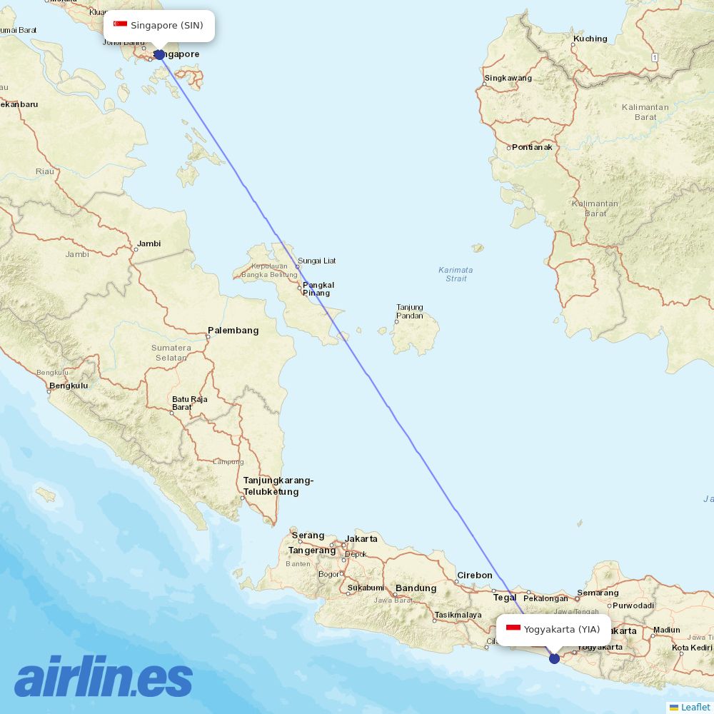 Scoot from New Yogyakarta International Airport destination map