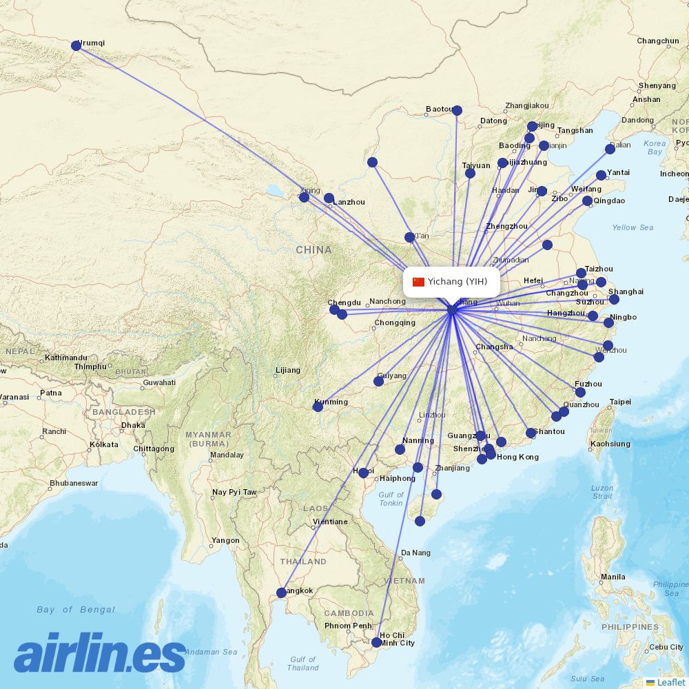 Donghai Airlines at YIH route map