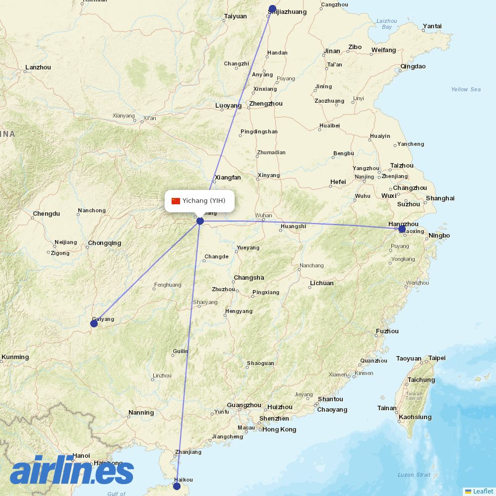 Beijing Capital Airlines from Yichang Airport destination map