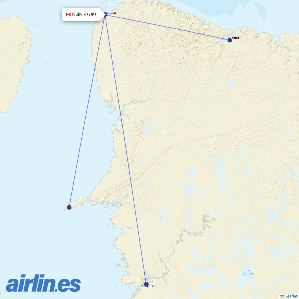 Air Inuit from Ivujivik destination map