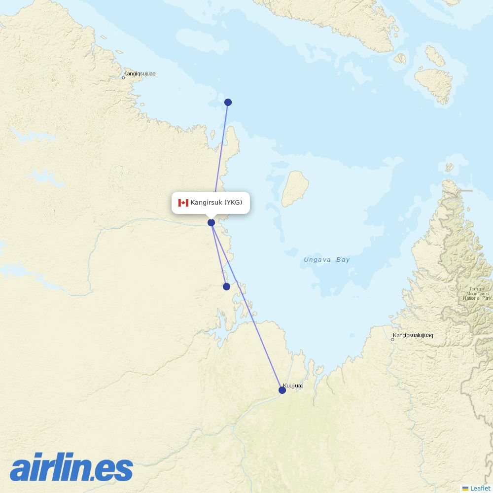 Air Inuit at YKG route map