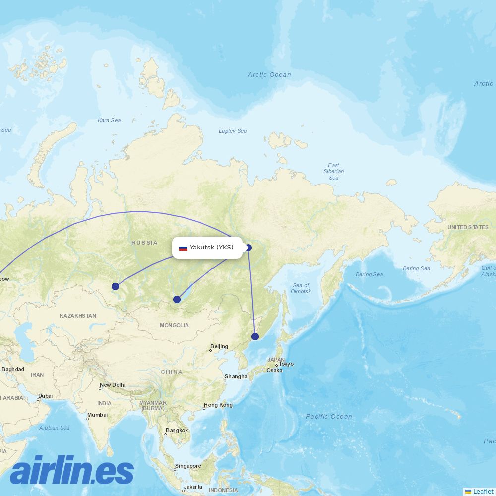 S7 Airlines at YKS route map