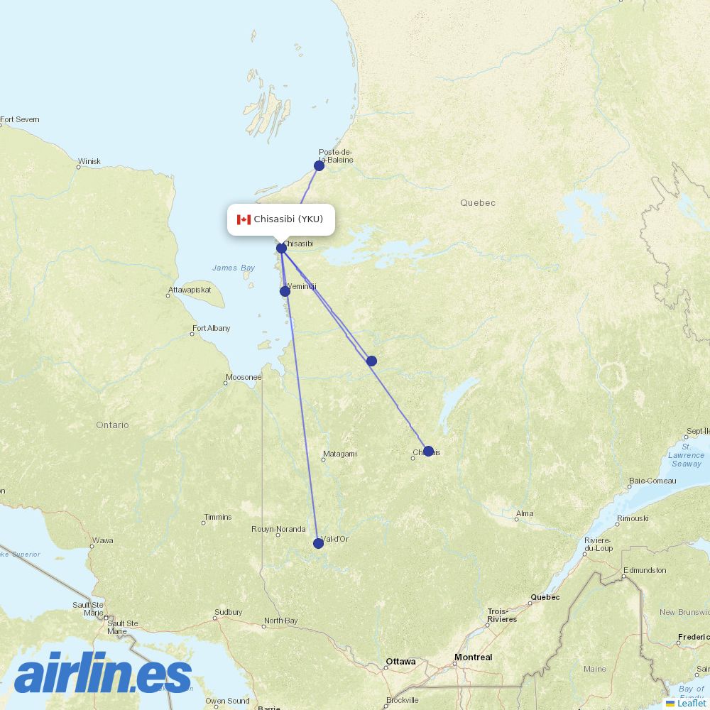 Air Creebec from Chisasibi destination map