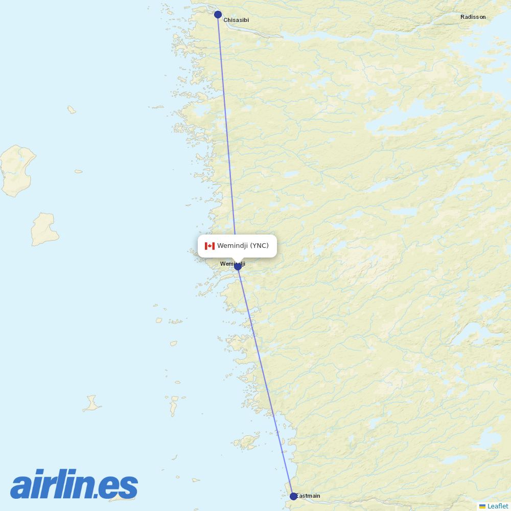 Air Creebec from Wemindji destination map