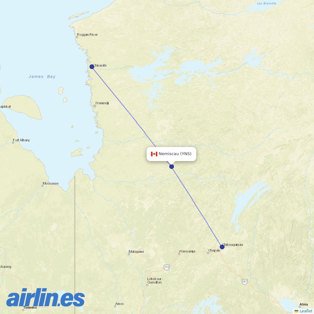 Air Creebec from Nemiscau Airport destination map