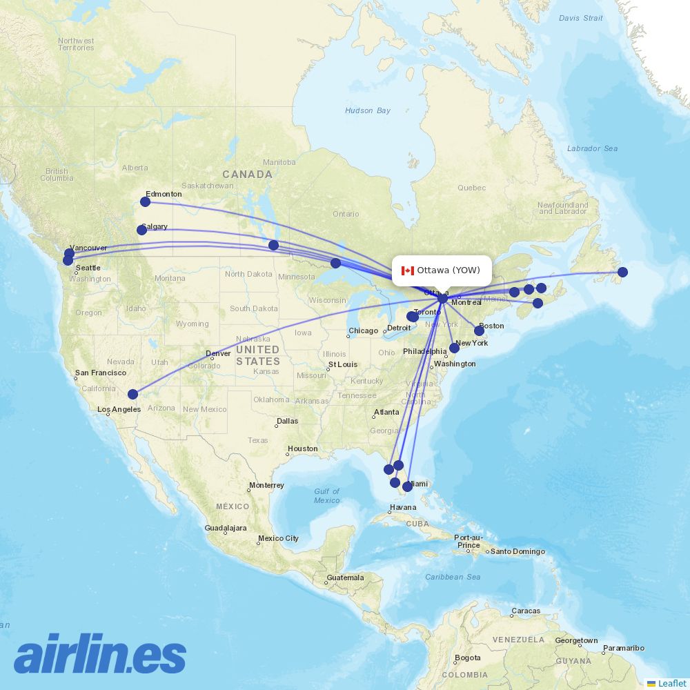 Porter at YOW route map