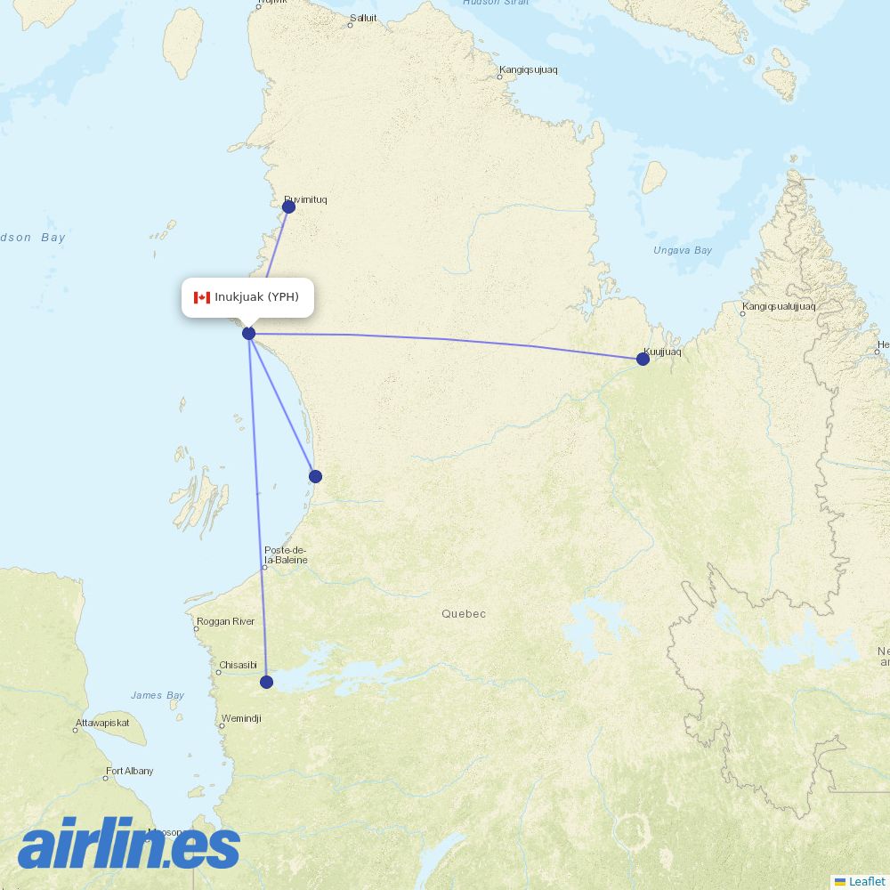 Air Inuit at YPH route map