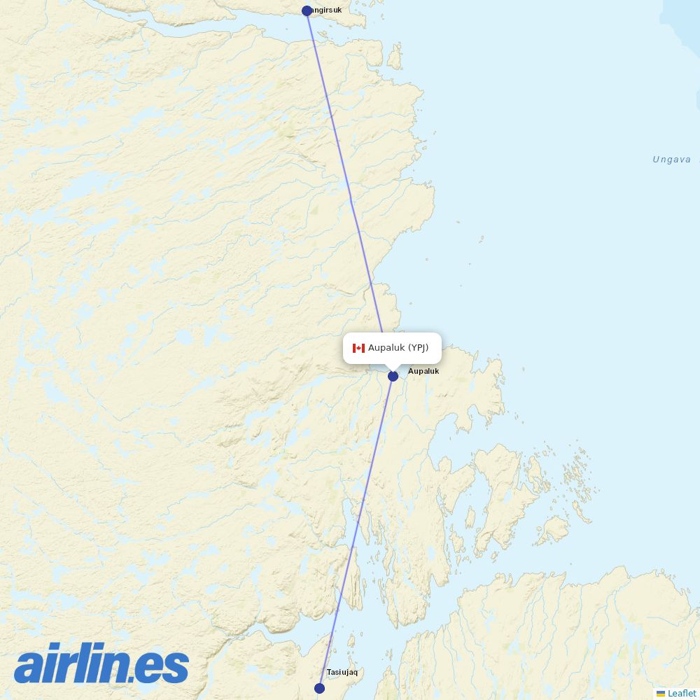 Air Inuit from Aupaluk destination map