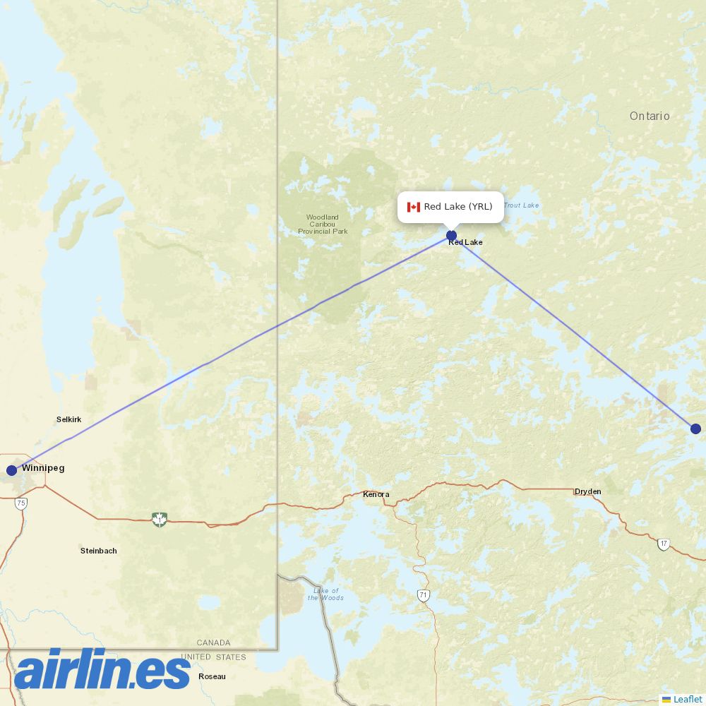 Bearskin Airlines at YRL route map