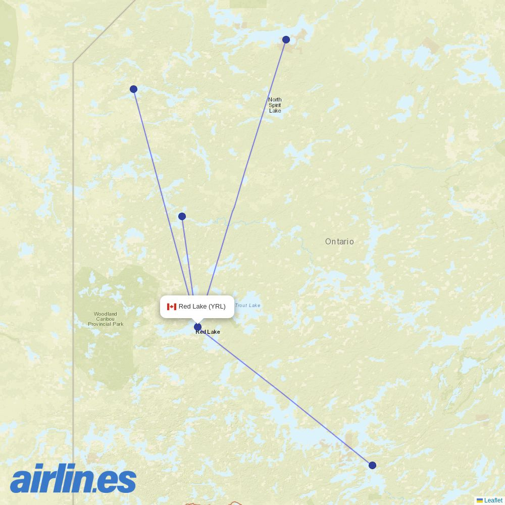 Wasaya Airways from Red Lake Airport destination map