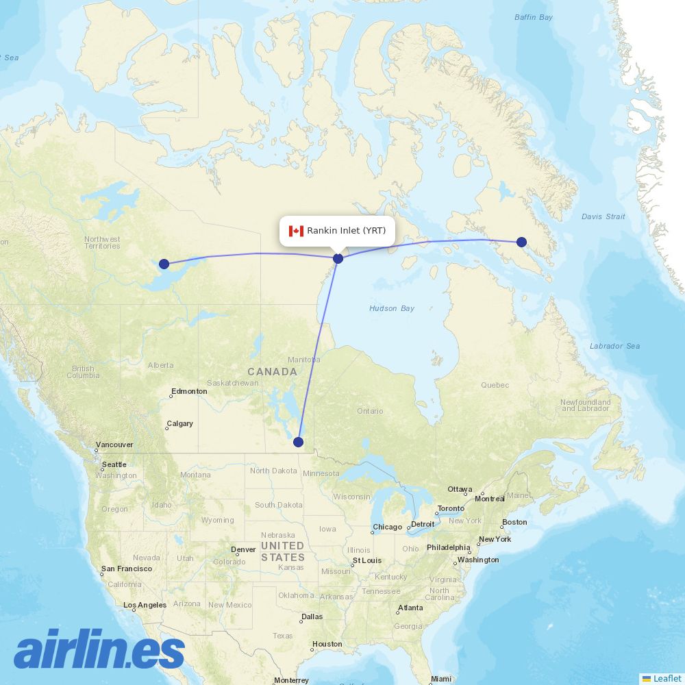 Canadian North at YRT route map